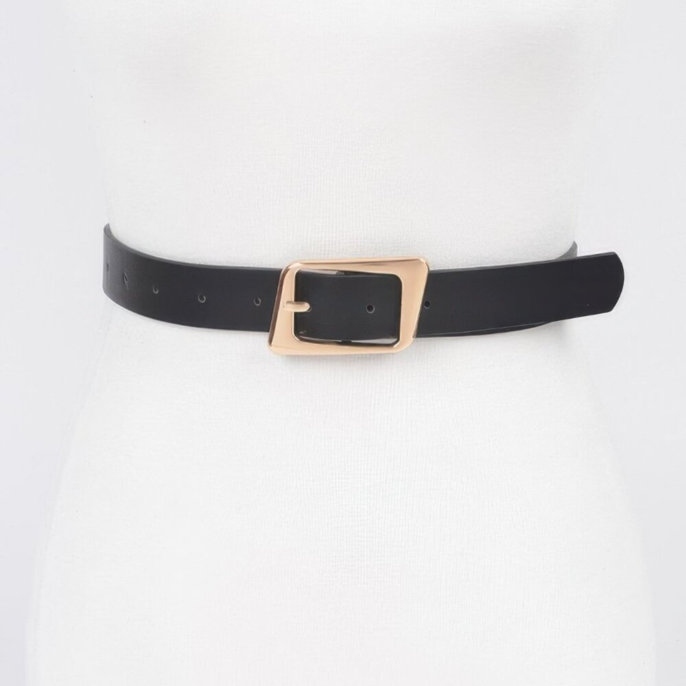 Faux Leather Metal Buckle Belt